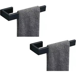 JOPOFI 2-Piece Hand Towel Holder, Towel Ring - Thicken SUS 304 Stainless Steel Towel Holder for Bathroom Wall, 8" Rectangular Modern Design Hand Towel Bar, Contemporary Hand Towel Rack - Matte Black