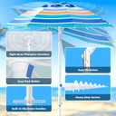 8FT. Large Beach Umbrella with Heavy Duty Sand Anchor & Tilt Sun Shelter, UPF50+ UV Protection, Wind Resistance, Waterproof Canopy, Portable for Beach Outdoor Patio Yard Garden Pool