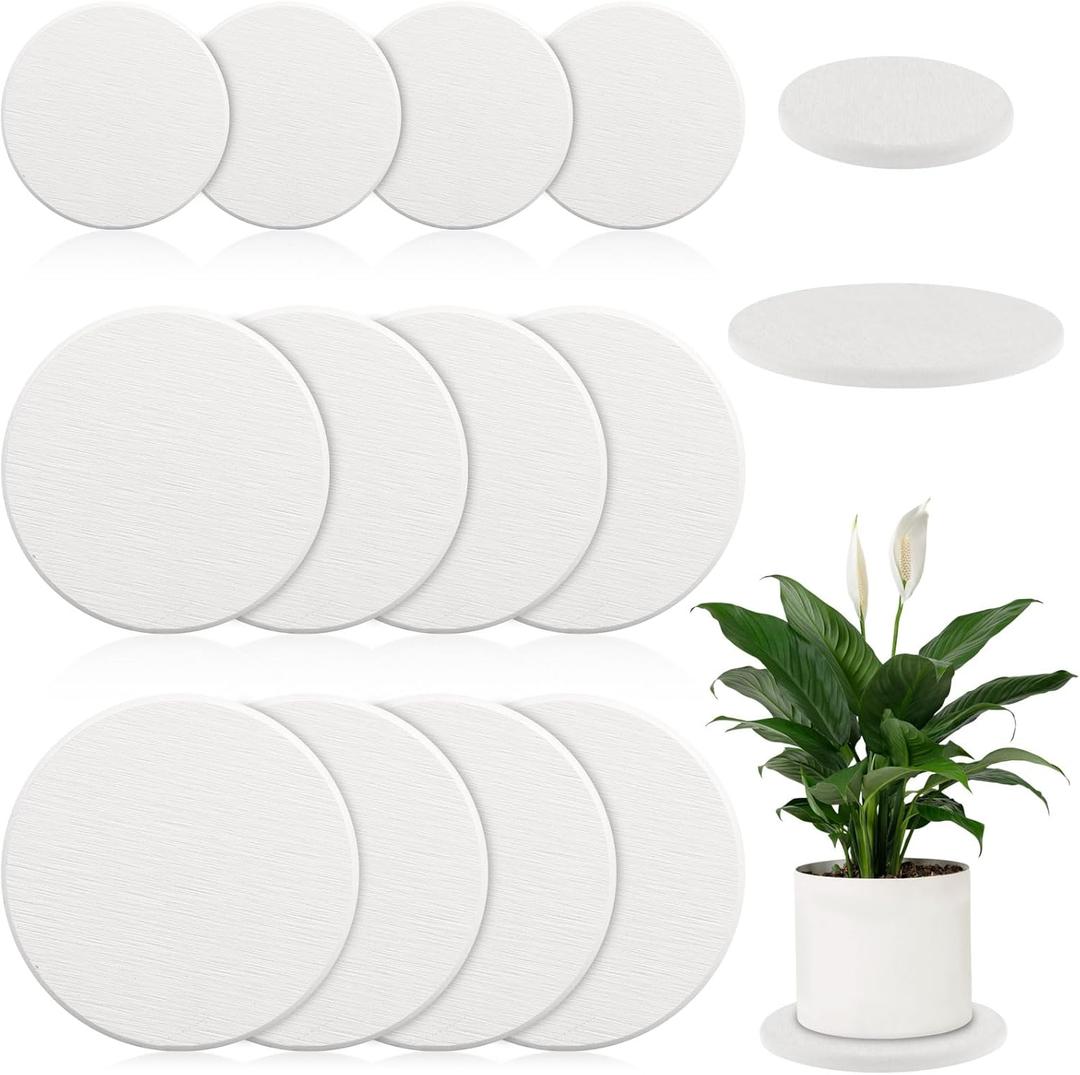 12Pack Diatomaceous Earth Coaster 4/6/8inch Diatomite Plant Saucer Stone Plant Sourcer Instant Dry Water Absorbent Diatomite Tray Water Absorbent Plant Coasters Absorbent Pad Diatomaceous Earth Mat (White)