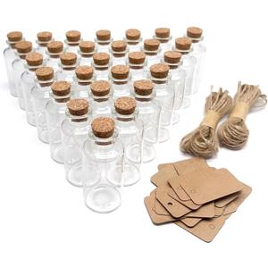50 Pieces 30 ML Glass Bottles with Cork Stoppers Mini Small Glass Bottles, for Wedding Favors, Crafts Home Decorations
