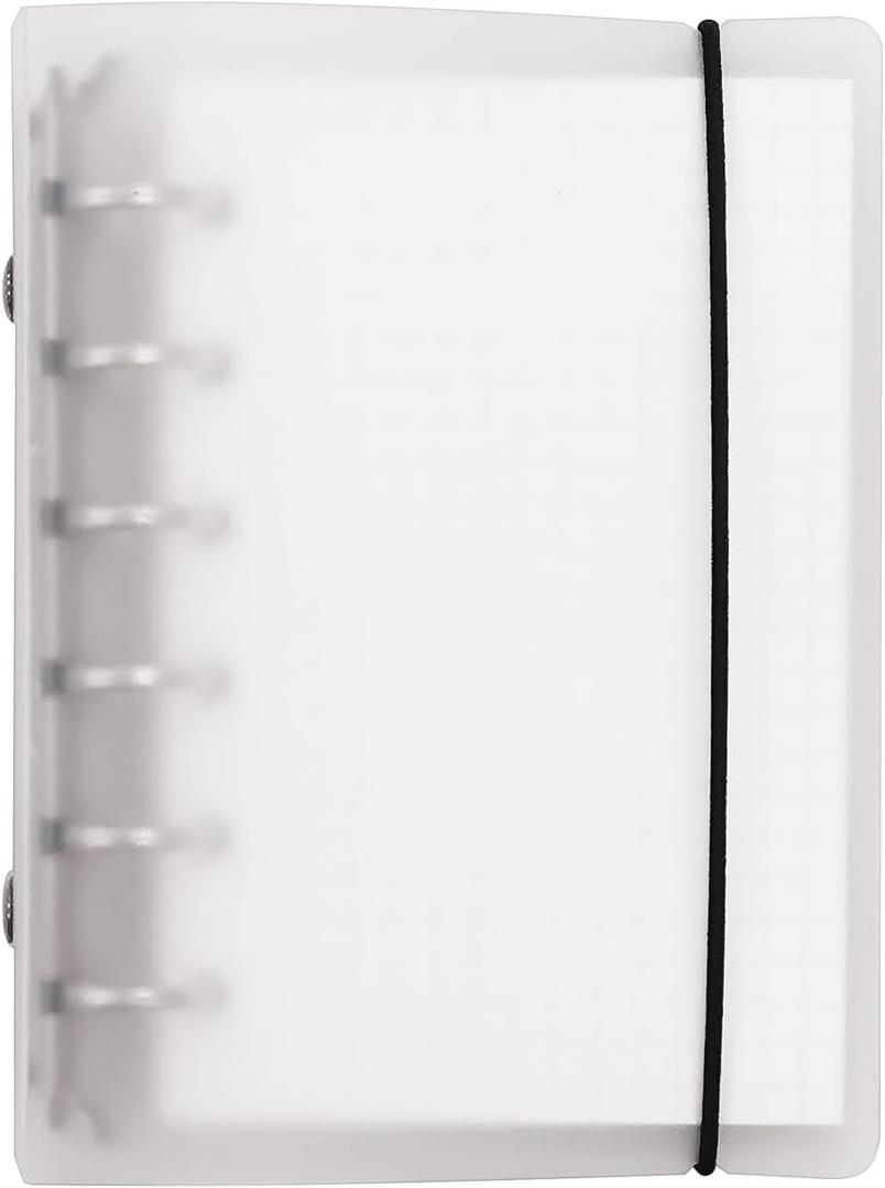 Zelten Colorful PP Cover Ring Binder File Folder for Loose Leaf Sheet Protectors with Notebook Refill/Personal Organizer(A7 6 Holes Mini Set, White)