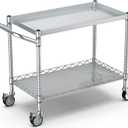 Leteuke 2 Tier Utility Tool Cart with Wheels, Heavy Duty Rolling Utility Carts with Handle, Commercial Grade Metal Serving Storage Cart for Warehouse Garage Kitchen, 25" D x 38.98" W x 40" H-Silver
