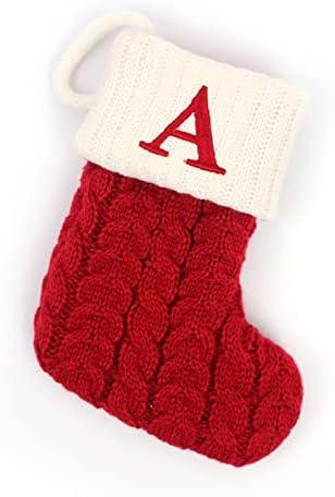 Christmas Stockings with Initials, 7.1 Inches Small Embroidered Letter Knit Red White Christmas Stocking for Family Holiday Decorations and Xmas Tree Fireplace (A) Christmas Stockings with Initials, 7.1 Inches Small Embroidered Letter Knit Red White Christmas Stocking for Family Holiday Decorations and Xmas Tree Fireplace (A)