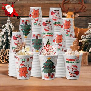 90 Pack Christmas Coffee Cups 12 oz No Lids, Disposable Insulated Paper Coffee Cups, Corrugated Ripple Wall Design Paper Cup, Hot Cold Drinking Cup for Party, Home, Events