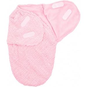 EVERYDAY KIDS Pink Baby Swaddle Blanket Wrap for Girls Size 0-3 Months Fluffy and Soft Fleece Interior and Plush Fur Exterior for Warm Comfort; Hook and Loop Tape Closure for Security, Pink Fur