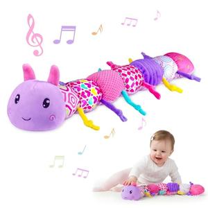 Baby Infant Musical Stuffed Animal Soft Toy with Multi-Sensory Crinkle, Rattle & Textures,Baby Girl Toy Birthday Gift for 0 3 6 9 12 Months+,Caterpillar,Purple