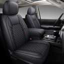Coverado Toyota Tundra Seat Covers, Leather Car Seat Covers Full Set Automotive Seat Covers Protector Compatible with 2007-2021 Toyota Tundra Crew/Crewmax/Extended/Double Cab(Black)