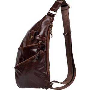 Leather Sling Bag Crossbody Backpack for Men (Leisure, Coffe)