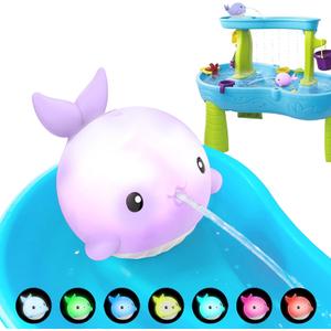 Cordless Water Table Pump, Rechargeable Water Pump with 2 Speed & Light-Up Whale, 3 Hours Non-Stop Fun Summer Outdoor Water Play Toys/Water Table Accessories for Toddlers KidsLED Glare