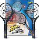ZAP IT! Bug Zapper Rechargeable Bug Zapper Racket, 4,000 Volt, USB Charging Cable, 2 Pack (Large, Black)