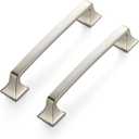 Ravinte 25 Pack Solid 5" Square Foot Arch Pulls Kitchen Cabinet Handles Brushed Nickel Pulls Silver Dresser Kitchen Cupboard Hardware Handles for Cabinets Cupboard Drawers (5 Inch Hole Center)