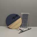 Key Holder for Wall Decorative with Shelf and Hooks, Mail Organizer Wall Mount with Sunglasses Holder, Circular Design Entryway Key Rack Hanger, Rustic Home Decor (Light brown&Navy blue)