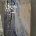 Large Textured Blue & Gold Mountain Framed Wall Art for Living Room, Abstract Landscape Oil Painting with Gold Foil for Bedroom, Modern Luxury Wall Decor for Office, Ready to Hang 28x56 Inches (GN3ADP-123-XL)