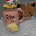 BigNoseDeer Cute Mugs Kawaii Cat Mug Ceramic Coffee Mug Tea Cup with Infuser and Lid Spoon Tea Mug Cute Cool Preppy Stuff Gifts for Women (Blue 13oz)