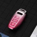 ELOHEI for Audi Key Fob Cover, Special Soft TPU Key Case Cover Protector Compatible with Audi A6L A6 A7 A8 Q7 Q8 E-Tron 2018-2022 A3 S3 S6 SQ7 RS6 S7 RS7 Smart Key(Gradient Pink)
