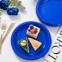 WELLIFE 10 Inch Royal Blue Plastic Plates 50 Count Disposable Plate for Party, Large Big Plates for Dinner Party Supplies Birthday Camping BBQ