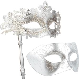 Hoshin Masquerade Mask for Couple, Mardi Gras Deecorations Venetian Masks with Stick for Womens
