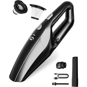 Handheld Vacuum Cordless Mini Car Vacuum Cleaner Portable and Rechargeable with Powerful Suction for Car Home Office and Pet Hair with HEPA Filter and Lightweight (Black Grey Cordless)