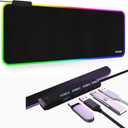 RGB Large Gaming Mouse Pad with 4Port USB Hub and 13Lighting Modes, Computer Keyboard Mouse Pad, Oversize Anti-Slip Rubber Base Mouse Mat for Computer PC Games (31.5 x 11.81 in Black,0.15in Thick)