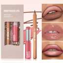 2 x 2PCS Lip Liner and Lipstick Combo Set, 2 in 2 Waterproof Lip Liner Long Lasting Lipstick Set, Matte Lipliner Pencil & Hydrating Lip Gloss Makeup Kits for Women (208)