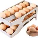 Automatic Rolling Egg Dispenser for Fridge, 28 Egg Holder for Refrigerator Organizers and Storage, Space Saving Egg Tray for Kitchen Countertop, BPA-Free Egg Container for Fresh Eggs