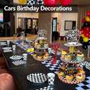 2 x 2 Pack Race Cars Cupcake Stands Birthday Party Supplies, 3-Tier Two Fast Racing Car Cardboard Cupcake Holder Dessert Display, Cars Wheels Birthday Decorations
