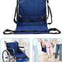 Patient Lift Transfer Belt from Bed to Wheelchair Stair Transfer Emergency Evacuation Chair Pad Safety Medical Lifting Sling Slide Board Transferring for Elderly, Disabled, Adults (Blue - 4 Handles)