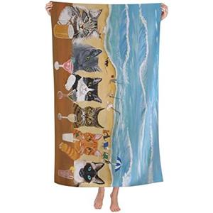 Cat Microfiber Beach Towel for Women, Adults - Cute Personalized, Oversized, Quick Dry, Sand Free - 30"x 60"