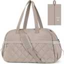 Quilted Puffer Duffle Bag for Women, Gym Bag Women, Ultra Lightweight Weekender Bags for Travel, Brown TILYMOL (37L)