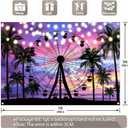 7x5ft Summer Seaside Ferris Wheel Backdrop Sunset Tropical Palm Tree Sparkling Lights Photography Background Festival Party Decorations Photo Props