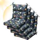 Sintuff 4 Pcs 44 x 21 x 4 Patio Chair Cushions Outdoor Chair Cushion Seat/Back Tufted Pillow with Ties Water Resistant Replacement Indoor Patio Furniture Outdoor Furniture (Pattern,Black)