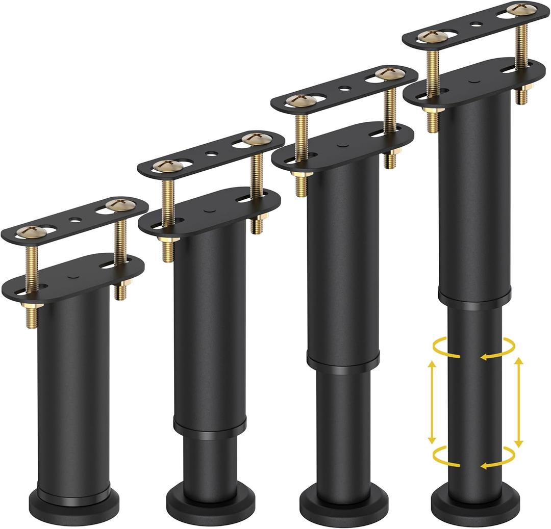 Wlrrcwdttc 4 Pcs Adjustable Height Bed Support Legs 7.08-13 inch, Bed Frame Center Support Legs for Bed Frame/Bed Center Slat/Furniture, Heavy Duty Metal Bed Replacement Legs Bed Slats Support Legs