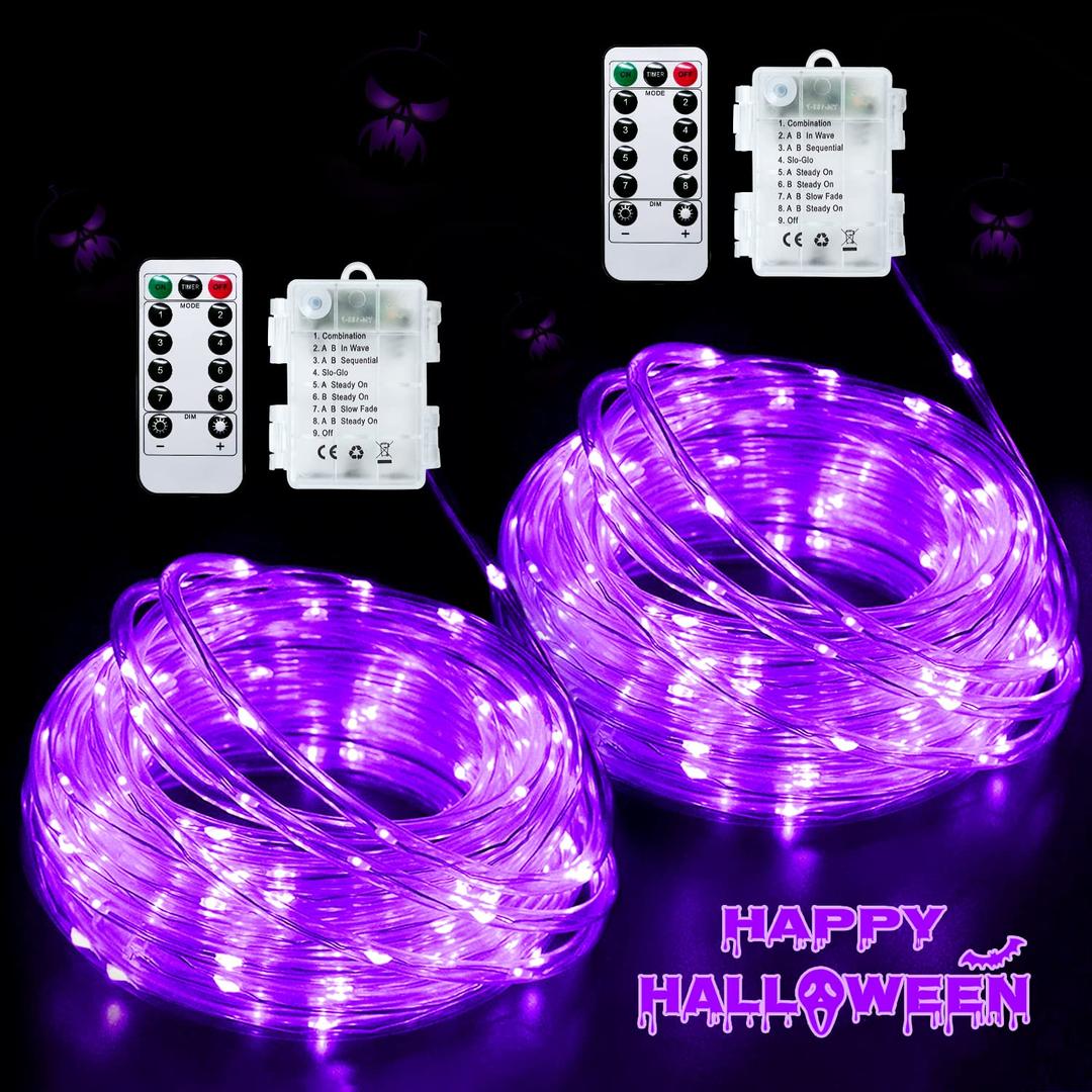 String Light Flexible Led Lights, 2 Pack Each 33Ft 100LE. as Decorations (Purple)