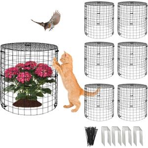 6 Pack Plant Protectors from Animals with Cover, 18PCS 12.6"x11.8" Metal Wire Mesh Cage with Stakes Garden Protection for Rabbits, Chicken, Duck Bunny Barricades for Vegetables, Seedlings and Flower