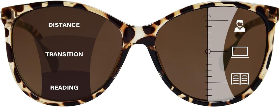 Progressive Multifocal Sunglasses for Women Men, Multifocus Sun Readers Outdoor Reading Sunglasses Women's with UV400