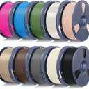 SUNLU 10kg PLA 3D Printer Filament Bundle Multicolor, Neatly Wound PLA Filament 1.75mm 0.02mm, 1kg per Spool, 10 Pack, Black+Bone White+Grey+Brown+Wood+Beige+Olive Green+Cyan+Magenta+Clear