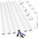 Delamu Cord Hider, 94.5in Cord Covers for Wires on Wall, Large Cable Hider Wire Covers for Cords, Wire Hiders for TV on Wall, Easy Set up Cable Cover Cable Management Kit, 6X W1.18 H0.67in, White (1.18in W x 0.67in H x 94.5in L)