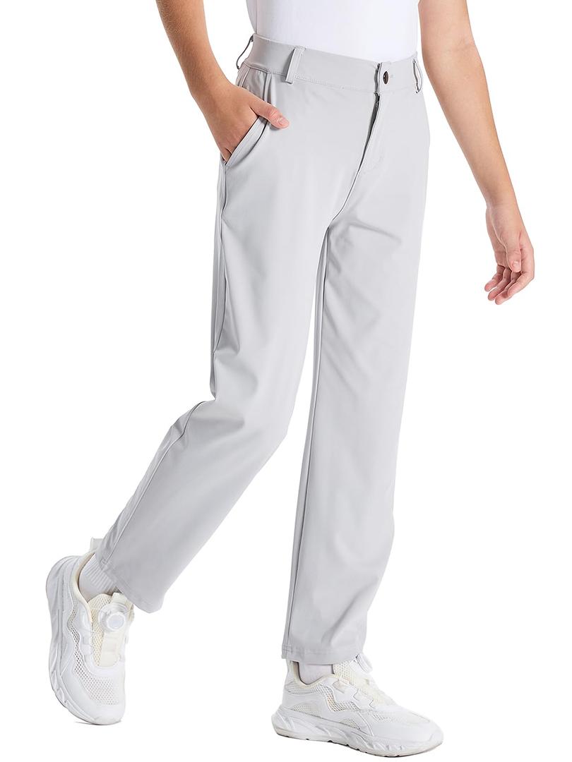 DEVOROPA Youth Boys Flat Front Dress Pants Stretch Golf Athletic Casual School Uniform Blue Chino Twill Sweat Pants Pockets Blue M (Blue, M)