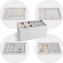 ProCase Stackable Jewelry Organizer Trays for Drawers, Jewelry Drawer Inserts Container Display Case Storage for Earring Necklace Rings Bracelet with Removable Dividers -Grey, 4 Layers