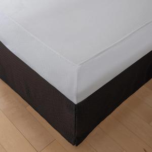 Queen Bed Skirt, Wrap Around Bed Skirt with Pleated Corner, 18 Inch Drop Pleated Waffle Weave Bedskirts, Anti-Slip, Microfiber, Black, 18'' Queen