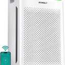Air Purifier for Home Large Room Up to 3850Ft² with Washable Filter, HEPA Air Cleaner with AQI Display, Trend Graph, Smart App Control, Auto Eco Pet Sleep Modes for Allergies, HAP610WF, White