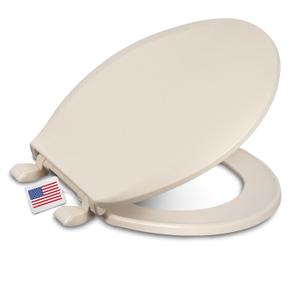 Centoco Round Toilet Seat, Standard Economy Model, Light Weight Residential, Closed Front with Cover, Plastic, Made in the USA, DSAMAZ12-106, Bone