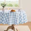 Checkered Tablecloth Rectangle Gingham Table Cloths Waterproof Wrinkle Free Buffalo Plaid Table Covers Washable for Dining, Parties & Outdoor Picnic(Light Blue,60" Round)
