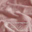 BEDELITE Velvet Fitted Sheet and Pillowcases Set, Luxury Soft Fuzzy Bottom Sheet with Reinforced Elastic Corner Straps, Deep Pocket up to 15 Inch, 1 Fitted Sheet and 2 Pillowcases (Queen, Dusty Pink)