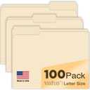 Manilla Folders 8.5 x 11 File Folders Letter Size Manila Folder with 1/3 Cut Tab 100 Pack Paper Folders for Office, School, Home, Business Filing Supplies Made in USA (Classic)