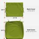 Thick Outdoor Back&Seat Cushion Covers 24×24×4in 12Pcs for Patio Furniture with Zipper Closure and Handle, Waterproof Replacement Slipcover for Garden Rattan Chair Sofa, Grass Green