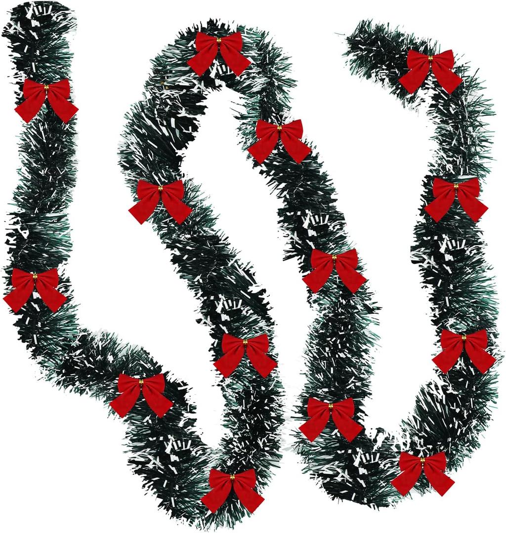 Dilunave 19.7 Feet Christmas Tinsel Garland Artificial Christmas Garland Xmas Metallic Twist Hanging Garland Fireplace Mantel Wreath Decor for Staircase Railing Indoor Outdoor Ornaments