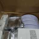 WELLIFE 700 Pieces Silver Plastic Dinnerware Set for 100 Guests - Includes Plates, Cups, Napkins, and Disposable Cutlery - Elegant White & Silver Design, Perfect for Parties and Events