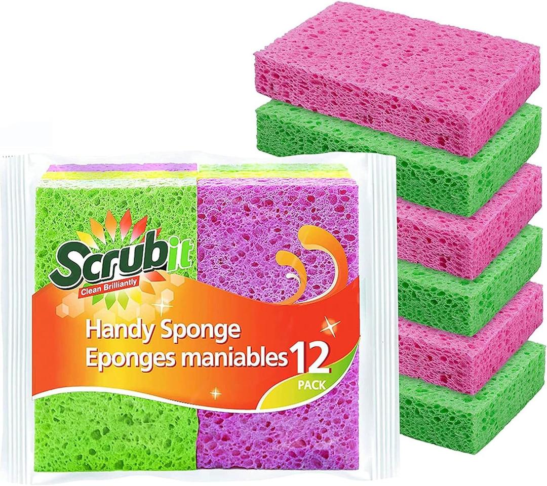 SCRUBIT Cleaning Scrub Sponges, [New Packaging] Non-Scratch Kitchen Sponges for Dishes - 12 Pack Dishwashing Sponge - Assorted Colors Package May Vary