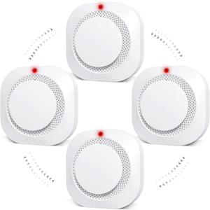 Smoke Detector, Battery Operated Smoke Alarm with Photoelectric Technology, Fire Alarms Smoke Detectors with LED Indicator and Test Button(4 Pack)